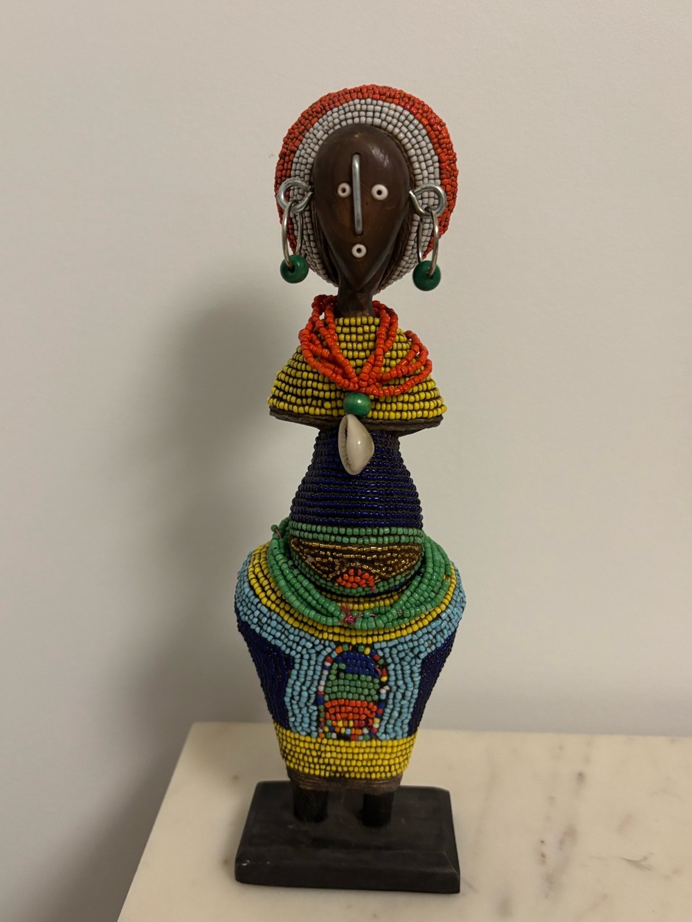 New Female African Namji Fertility Doll Figure on Wood Base
